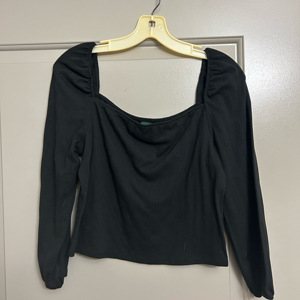 Wild Fable Black Ruched Fitted Blouse